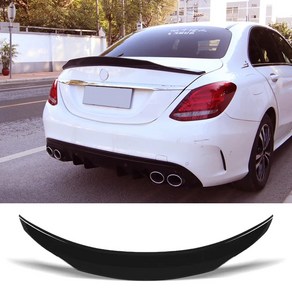 광택 블랙 스포일러 벤츠 W205 C260 세단 C 클래스 4 문짝 C43 C63 AMG 리어 덕테일 윙 트렁크 타입 PSM ABS 액세서리, 2)Black, [02] Black