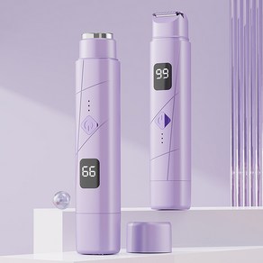 SmatGo 2in1 더블헤드 LED 제모기 여성 브라질리언 제모기 전기면도기 모근제거기 비키니라인 Y존 면도기, 퍼플