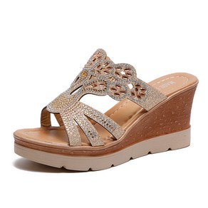 여름 여성 큐빅 힐 샌들 송편 통굽 일자 끌 women's sandals A25 S307P962