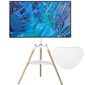 ETHU TV받침대 이젤형 모니터 거치대 티비스탠드 32~65인치 삼성 LG 호환가능, 화이트(트레이 있음), 1개