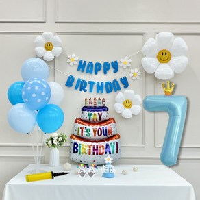 연지마켓 생일 파티 케이크 데이지 왕관 숫자 풍선 가랜드 세트