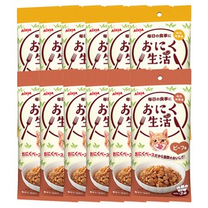 아이시아 고기생활 고양이 주식 파우치 콤보구성 1박스, 12개, 60g, 소고기+닭고기