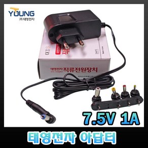 태영전자 7.5V 1A 아답터 SMPS 벽꽂이형 전자식 직류전원장치, 1개, 7.5V1A(벽꽂이타입)