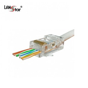 케이블 통과형 모듈러 콘넥터 8P8C RJ45 CAT.5E UTP 3u 24-26AWG LSN-5EPASS-UTP, 기본, 1개