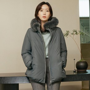 베스띠벨리 22F/W 폭스 퍼 후드 집업 덕 다운 코트 BFH2631GY