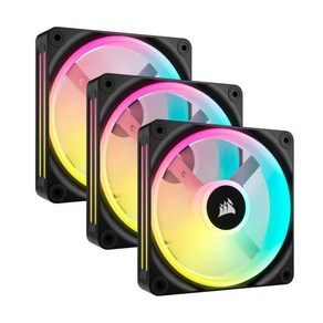 CORSAIR QX 시리즈 QX120 RGB 120mm 팬 - iCUE 링크 에코시스템 - 마그네틱 돔 RGB PWM 팬 - 시스템 허브 포함 3팩 스타터 키트 - 화이트, Tiple (120mm)_Black