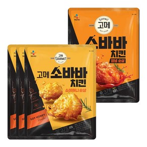 CJ 고메 소바바치킨 소이허니순살 375g X 3봉 + 양념순살 375g X 1봉, 1.5kg, 1세트