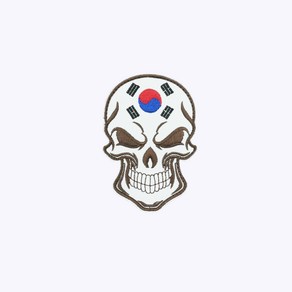 해골 이마 태극기 패치 DE001 - 벨크로 가방 부착 찍찍이 약장 와펜 마크 전투복 밀리터리 국방 군인 전술