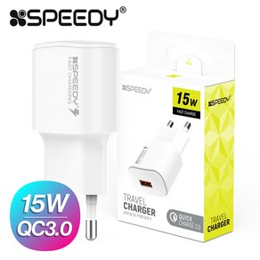 스피디 15W 퀵차지 3.0 USB 1포트 고속 충전기 어댑터, SPE-N8TUQC30B, 1개, 화이트 색상