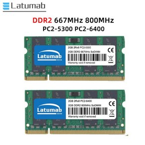 Latumab 메모리 RAM DDR2 4GB 8GB 800MHz 667MHz 노트북 SODIMM 6400 1.8 핀 V 듀얼 채널, 2GB DDR2 800MHz x1