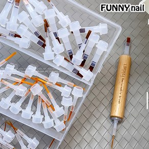 [퍼니네일] 네일폴리쉬 내장솔대 60pcs 믹스형 플랫형 라이너 세필붓 교체형 네일브러쉬, 1개, 폴리쉬 내장솔대 - 04