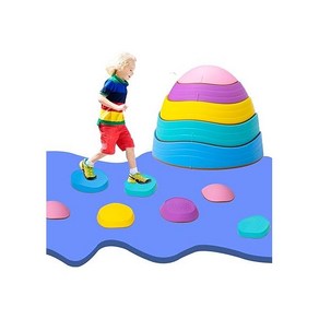 5 Pcs Stepping Stones fo Kids Balance Rive Stones Toy fo Toddles Non-Slip Rubbe Edges & Plas, Macaon, one option