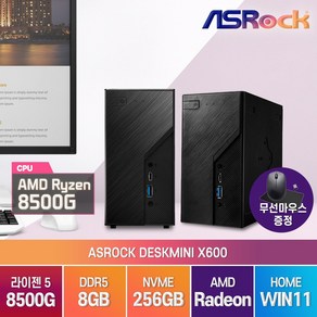 ASRock DeskMini X600 라이젠5 피닉스 8500G 윈도우탑재 미니PC, WIN11 Home, 256GB, 8GB