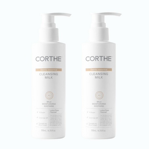 [재구매율 1위] 코르테 CORTHE 에센셜 클렌징 밀크 200ML 자극없이 수분보습 진정 순한 세안 피부과 전용, 2개, 200g