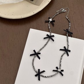 리본 크리스털 목걸이 여성용 패션 쇄골사슬 Women's Necklace