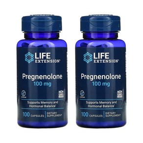 라이프익스텐션 프로그네놀론 100mg 100캡슐 2병 운동 부스터 Pegnenolone, 2개, 100정