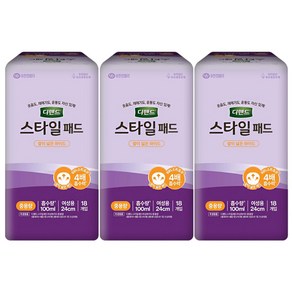 디펜드 스타일패드 와이드 중용량 18p (흡수량 100ml) x3개, 3개