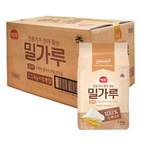 해표 중력분 밀가루, 2.5kg, 6개