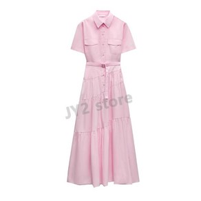 자라 여성원피스 셔츠 카라 벨트 반팔 롱 드레스 ZARA