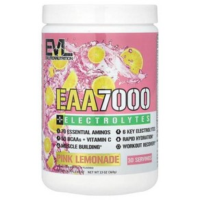 EVLution Nutrition EAA 7000 + 전해질 핑크 레모네이드 369g(13oz)