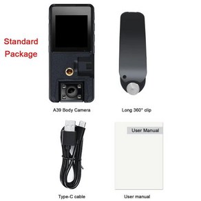 Vandlion A39 풀 1080P HD 미니 카메라 2500mAh 캠코더 180 회전 자전거 카메라 스포츠 DV, Standad Package