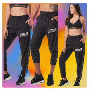 줌바 댄스복 티 FIT FUNKY 도착 Zumba 피트니스 ZW 착용 여성 의류 카고 바지 299, P299-Black