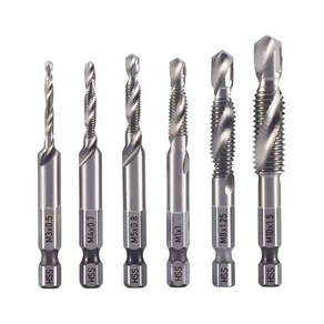 6 PCS Combination Dill and Taps Bit Set Metic HSS 4341 with Ti-Plating M30.5 M40.7 M50.8 M61, Metic Set, 1개