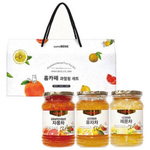 카페베네 홈카페 과일청 세트, 레몬차 480g + 자몽차 480g + 유자차 480g, 18세트