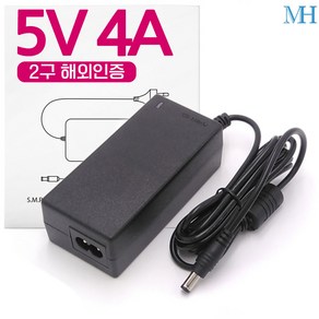 명호전자 5V 아답터 1A 2A 3A 4A 5A 6A 직류전원장치 DC 5V어댑터, MH12_5V 4A 2구 해외인증, 1개