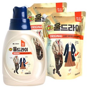 (주)LG생활건강 테크울드라이리필 (1300ml+1300ml) + 테크울드라이용기1500ml 1개