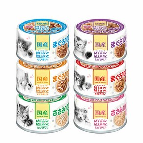 아이시아 먀우먀우 토비키리 60g 8개세트 고양이캔, MT-6 치어+닭가슴살, 8개