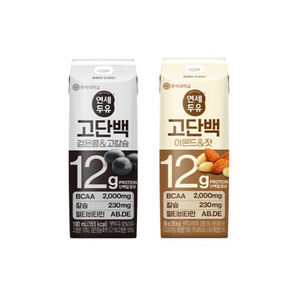 연세 고단백 두유 48팩 (검은콩고칼슘24 + 아몬드잣24), 190ml, 48개