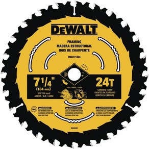 DEWALT 원형 톱날 7 1/4인치 24개의 이빨 나무 자르기 (DWA171424), New, 1개