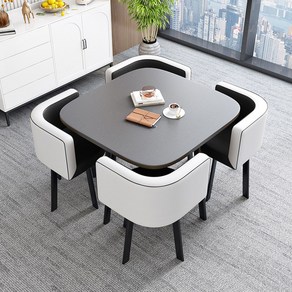 사각 테이블 의자 응접실 대리석 식탁 카페 업소용, 22 그레이스퀘어테이블80CM4인용블랙콤비백가
