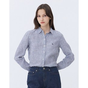 24SS [린넨100%][스테디셀러]네이비 스트라이프 린넨 긴팔셔츠 WSSH4B310N2