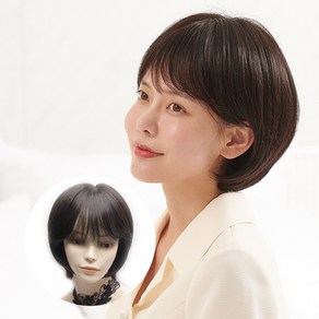 [30%행사중] 아미모 가발사이트 숏컷 인모통가발 여자항암가발 [AM-W506], 핀없는 자연검정, 중, 1개
