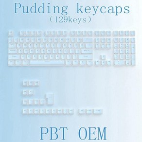 키캡 129 키 키보드 OEM 프로필 PBT 재질 Mx 핫 스왑 기계식 스위치 투명 푸딩, 없음, 없음, 3) Pudding keycap Blue