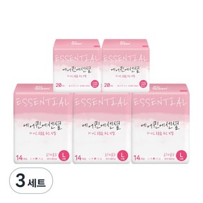 에어퀸 에센셜 대형 생리대 날개형 14p x 3팩 + 롱라이너 20p x 2팩 세트, 3세트