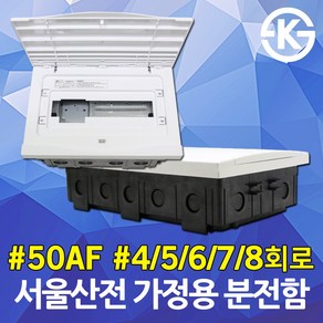 서울산전 가정용 분전함 분전반 50AF 4회로 5회로 6회로 7회로 8회로 매입형 주택용 세대 배전함 배전반 두꺼비집 차단기함 전기박스 세대분전함 세대분전반 주택용분전반 커버, 05. 서울산전 주택용 분전반 50A 8회로, 1개