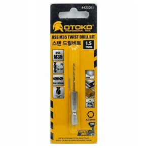 OTOKO 스텐 드릴비트 1.5mm 철기리 HSS M35 재질 육각 생크 개별포장, 10개