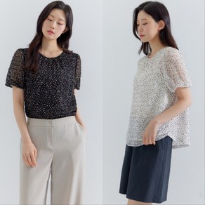 [지센] 여성 도트변형 조직감 티블라우스(색상2종) LFWSP408