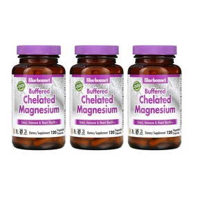 BlueBonnet 버퍼드 킬레이트 마그네슘 120정 X3통 블루보넷 Chelated 미국 직구 사은품 추가증정, 3개