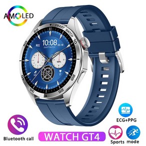 GT4 Po 남성용 스마트워치 ECG PPG 블루투스 통화 GPS 트랙 IP68 방수 AMOLED HD 스크린 여성용 스마트 워치, ECG Call Watch, Blue silicone