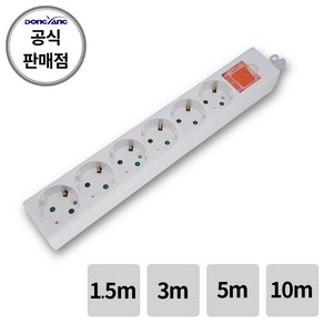 동양전자 국내산 6구 메인스위치 멀티탭 콘센트 (과부하차단), 1개, 1.5m