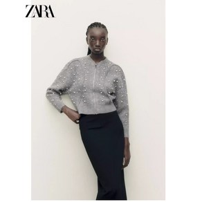 ZARA 자라 펄 니트 봄버 집업 가디건