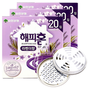 해피홈 모기향60개입 라벤더향+모기향연소기 모기 벌레 살충, 100g, 3세트