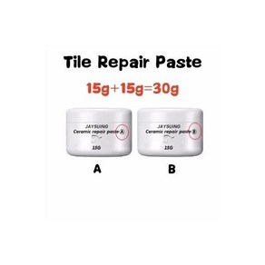 타일줄눈 보수 청소 세라믹 수리 페이스트 타일 바닥 대리석 욕조 샤워 강력한 접착제 빠른 건조 화이트 도자기 균열 칩, 30g, 1개