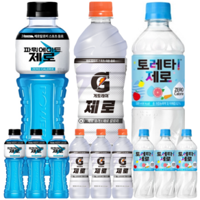 [한번에먹자쇼핑몰] 파워에이드 제로 600ml x 4pet + 게토레이 제로 600ml x 4pet + 토레타 제로 500ml x 4pet