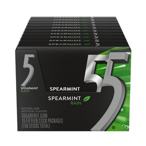 Wigley's 5 GUM Speamint Rain Sugafee Chewing Gum 파이브껌 스피아민트 레인 무설탕 츄잉껌 15개입 10팩, 150개