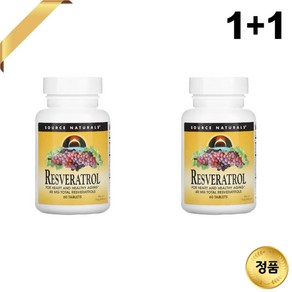 1+1 소스내츄럴스 레스베라트롤 80mg 60정 칼슘 포도씨 추출물 호장근 뿌리, 2개